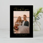 ミニマルなスクリプト結婚ハートの写真カード 箔招待状 (立ち正面)