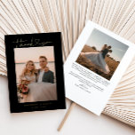 ミニマルなスクリプト結婚ハートの写真カード 箔招待状<br><div class="desc">手ミニマル文字でハートを書いたエレガントなウェディングサンキューカードメッセージと一緒に前後に写真を追加できる。</div>