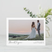 ミニマルなスクリプト結婚ハートの写真 サンキューカード (スタンド正面)