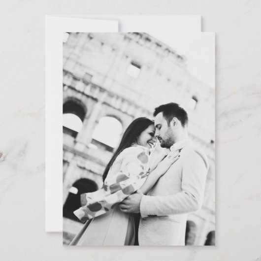 ミニマルなスクリプト結婚写真のサンキューカード サンキューカード (裏面)