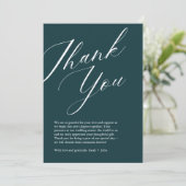 ミニマルなスクリプト結婚写真のサンキューカード サンキューカード (スタンド正面)