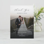 ミニマルなスクリプト結婚写真のサンキューカード 招待状 (スタンド正面)