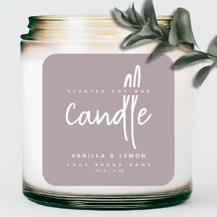 ミニマルなスクリプト薄紫製品ラベルのシール スクエアシール