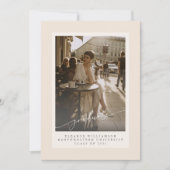 ミニマルなスクリプト赤面オーバーレイ写真卒業 案内状 (正面)