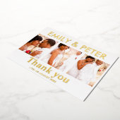 ミニマルなスクリプト4枚の写真 ウェディング サンクス カード (回転した状態)