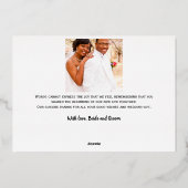 ミニマルなスクリプト4枚の写真 結婚式の感謝カード 箔招待状 (裏面)