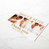 ミニマルなスクリプト4枚の写真 結婚式の感謝カード 箔招待状 (回転した状態)