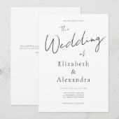 ミニマルなスクリプト エレガント QR コード ウェディング 招待状 (正面/裏面)