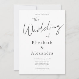 ミニマルなスクリプト エレガント QR コード ウェディング 招待状