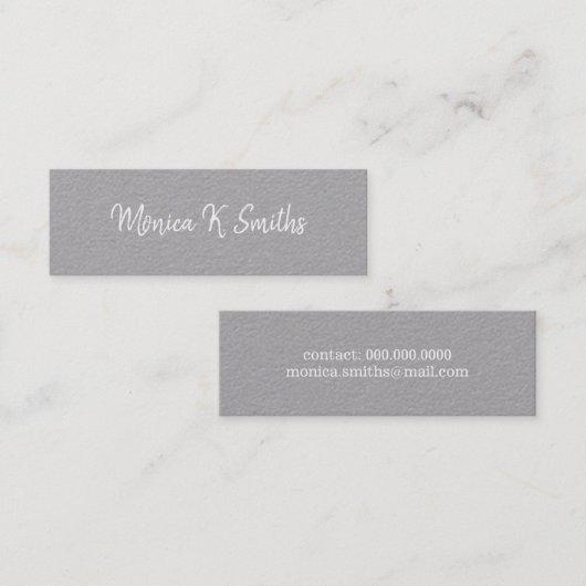 ミニマルなスクリプト – フォント-スタイルエレガントとグレーモダンド スキニー名刺 (正面/裏面)