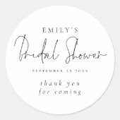 ミニマルなスクリプト ブライダルシャワー 感謝 ラウンドシール (正面)