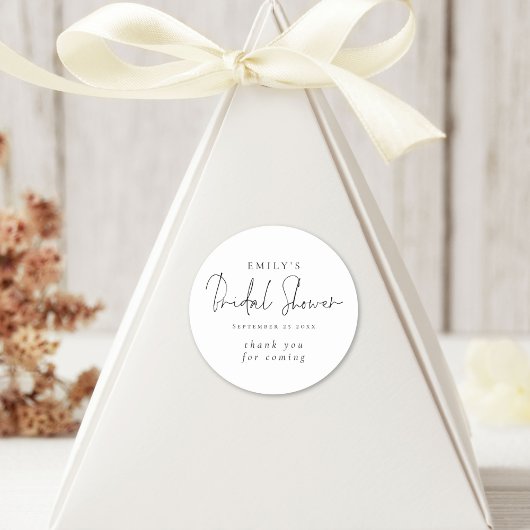 ミニマルなスクリプト ブライダルシャワー 感謝 ラウンドシール