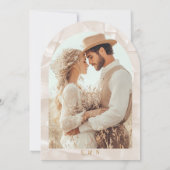 ミニマルなスクリプト 私たちは結婚式の写真を撮ります 招待状 (裏面)