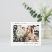 ミニマルなスクリプトMerry Christmas with Photo シーズンカード (スタンド正面)