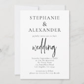 ミニマルなスクリプトQRコ結婚ードの任意の色 招待状 (正面)