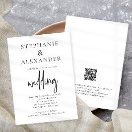 ミニマルなスクリプトQRコ結婚ードの任意の色 招待状
