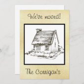 ミニマルなスケッチハウスの引越し案内 案内状 (正面/裏面)