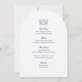 ミニマルなスケッチブライダル結婚ブーケのメニュー 招待状 (裏面)