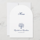 ミニマルなスケッチブライダル結婚ブーケのメニュー 招待状 (正面)