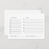 ミニマルなスタイルの結婚前お茶会のレシピ募集カード エンクロージャーカード (正面/裏面)