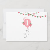 ミニマルなストロベリーベリー誕生日 招待状 (裏面)