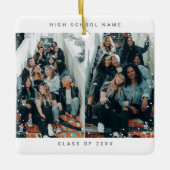 ミニマルなスノーフォールスクール4枚 セラミックオーナメント (正面)