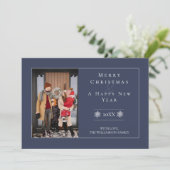 ミニマルなスノーフレーク・クリスマス |青い写真カード シーズンカード (スタンド正面)