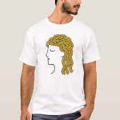 ミニマルなスパゲティおもしろいヘアのフードオーバーTシャツ Tシャツ (正面)