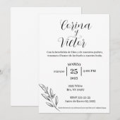 ミニマルなスペイン語の招待状 招待状 (正面/裏面)