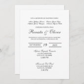 ミニマルなスペイン語の結婚式招待状 招待状 (正面/裏面)