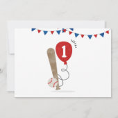 ミニマルなスポーツ野球最初の誕生日 招待状 (裏面)