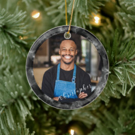 ミニマルなスモーククラウドブラックフォト セラミックオーナメント