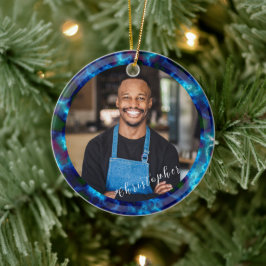 ミニマルなスモーククラウドブルー写真 セラミックオーナメント