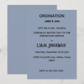 ミニマルなスレートブルーの聖職任命招待状 招待状 (正面/裏面)