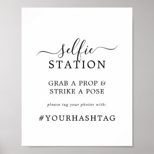 ミニマルなセルフィーステーション ウェディングハッシュタグサイン ポスター