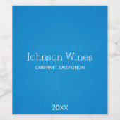 ミニマルなセルーリアンブルーの粗いテクスチャ ワインラベル (シングルラベル)