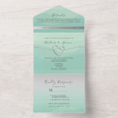 ミニマルなセージグリーンのウェディング オールインワン招待状 (内側)
