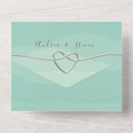 ミニマルなセージグリーンのウェディング オールインワン招待状 (裏面)