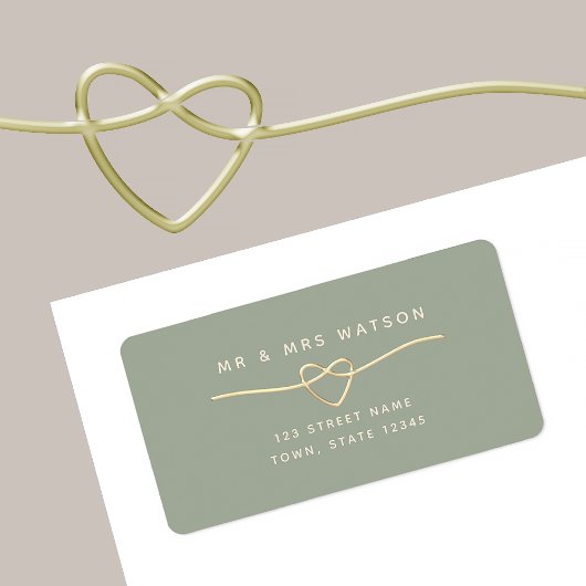 ミニマルなセージグリーンの返送先ラベル ラベル