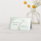 ミニマルなソフトグリーンボーホアーチ赤面フローラ プレイスカード (裏面)