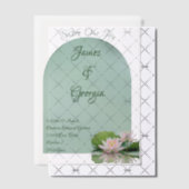 ミニマルなソフトピンク&グリーン結婚ロータス ベラム紙招待状 (オフセット (招待状))
