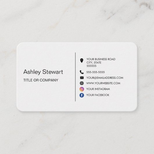 ミニマルなソーシャルメディアロゴサイトモダン 名刺 (正面)