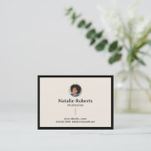 ミニマルなソーシャルメディア黒枠のカスタム写真 名刺 (スタンド正面)
