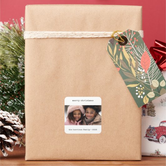 ミニマルなタイプライターのクリスマスフォトシール スクエアシール (クリスマス)