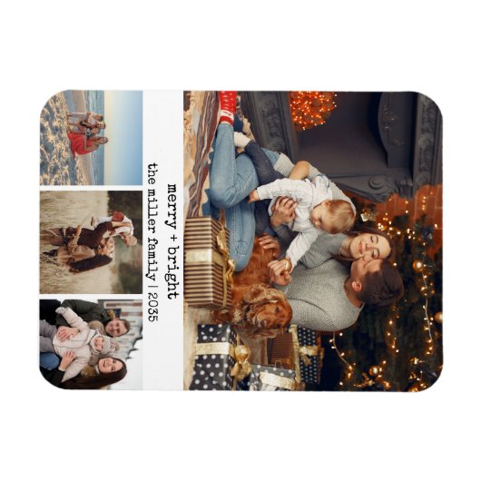 ミニマルなタイプライターのクリスマスフォトメリー マグネット (横)