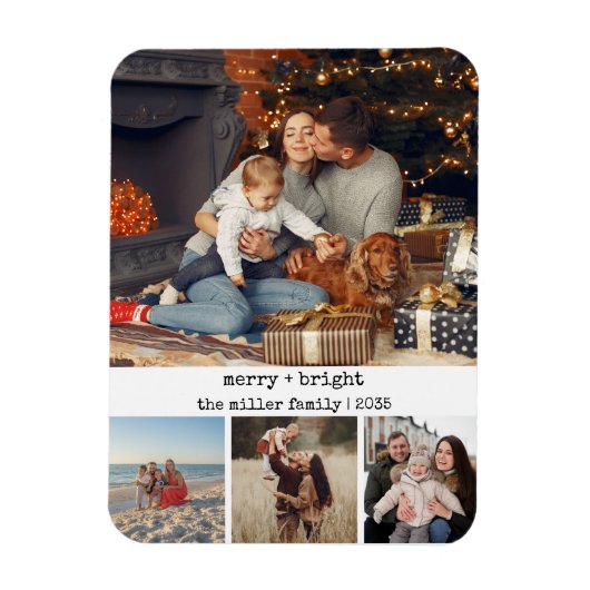 ミニマルなタイプライターのクリスマスフォトメリー マグネット (縦)