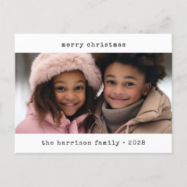 ミニマルなタイプライターのクリスマス シーズンポストカード