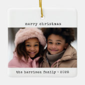 ミニマルなタイプライターのクリスマス セラミックオーナメント (正面)