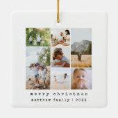 ミニマルなタイプライターファミリーフォトコラージュ セラミックオーナメント (裏面)