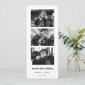 ミニマルなタイプライターフォトストリップデートを保存 案内状 (スタンド正面)